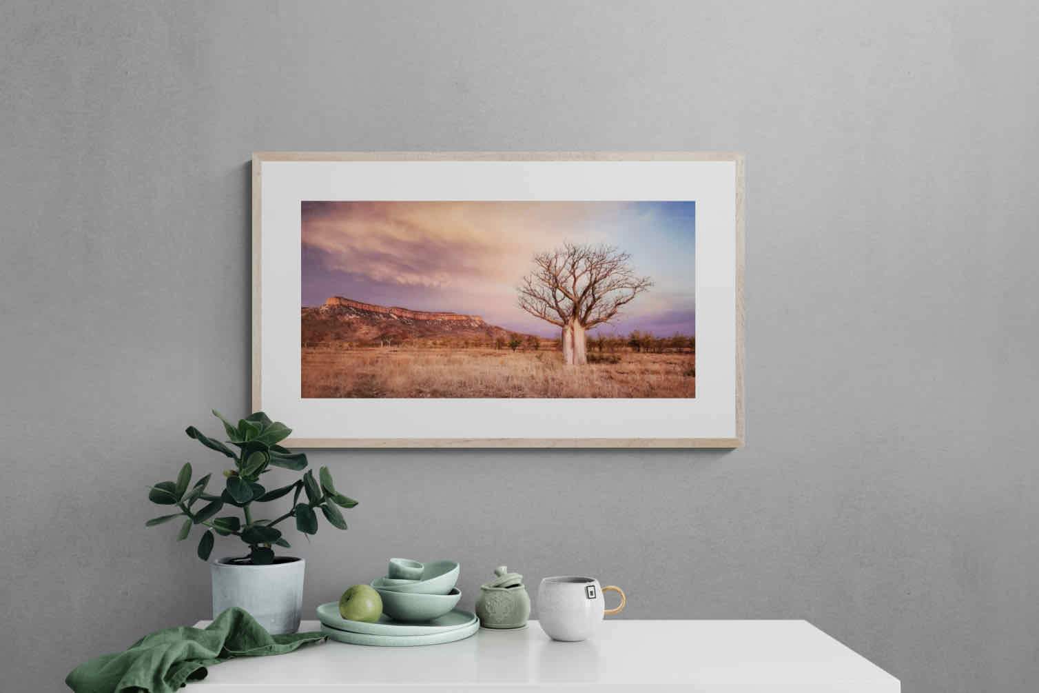 Dusky Baobab-Wall_Art-100 x 60cm-Framed Print-Wood-Pixalot