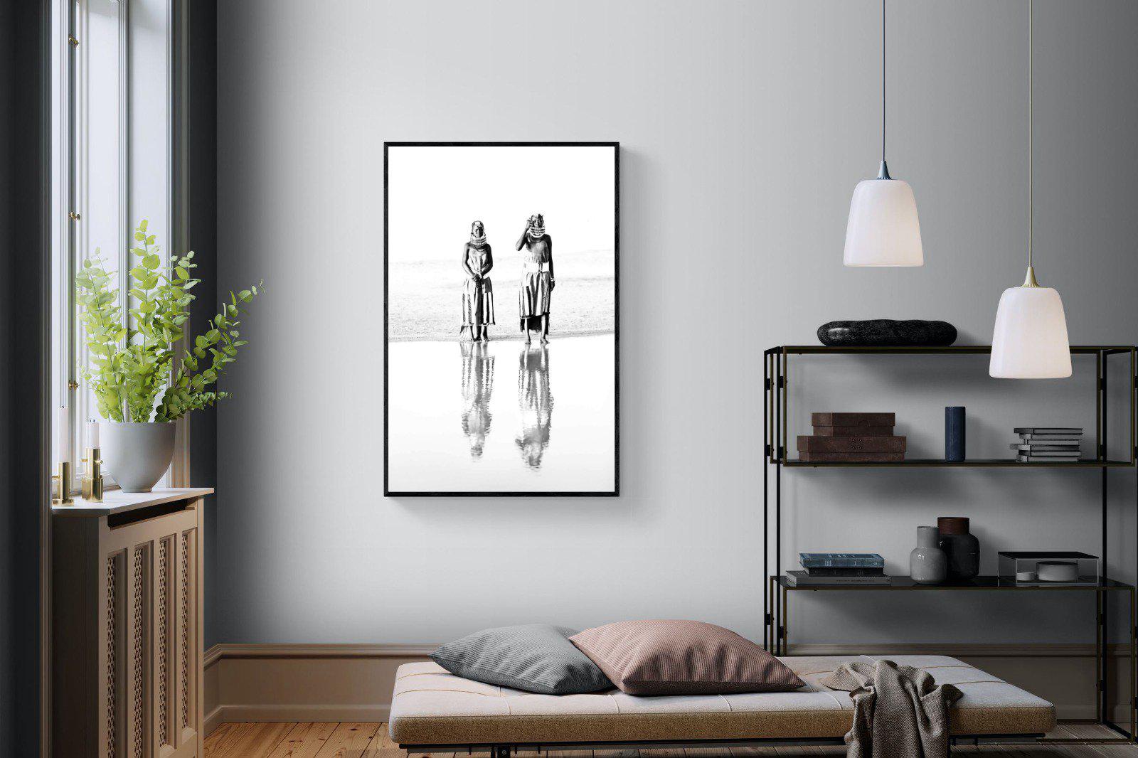 Turkana Tribespeople-Wall_Art-100 x 150cm-Mounted Canvas-Black-Pixalot