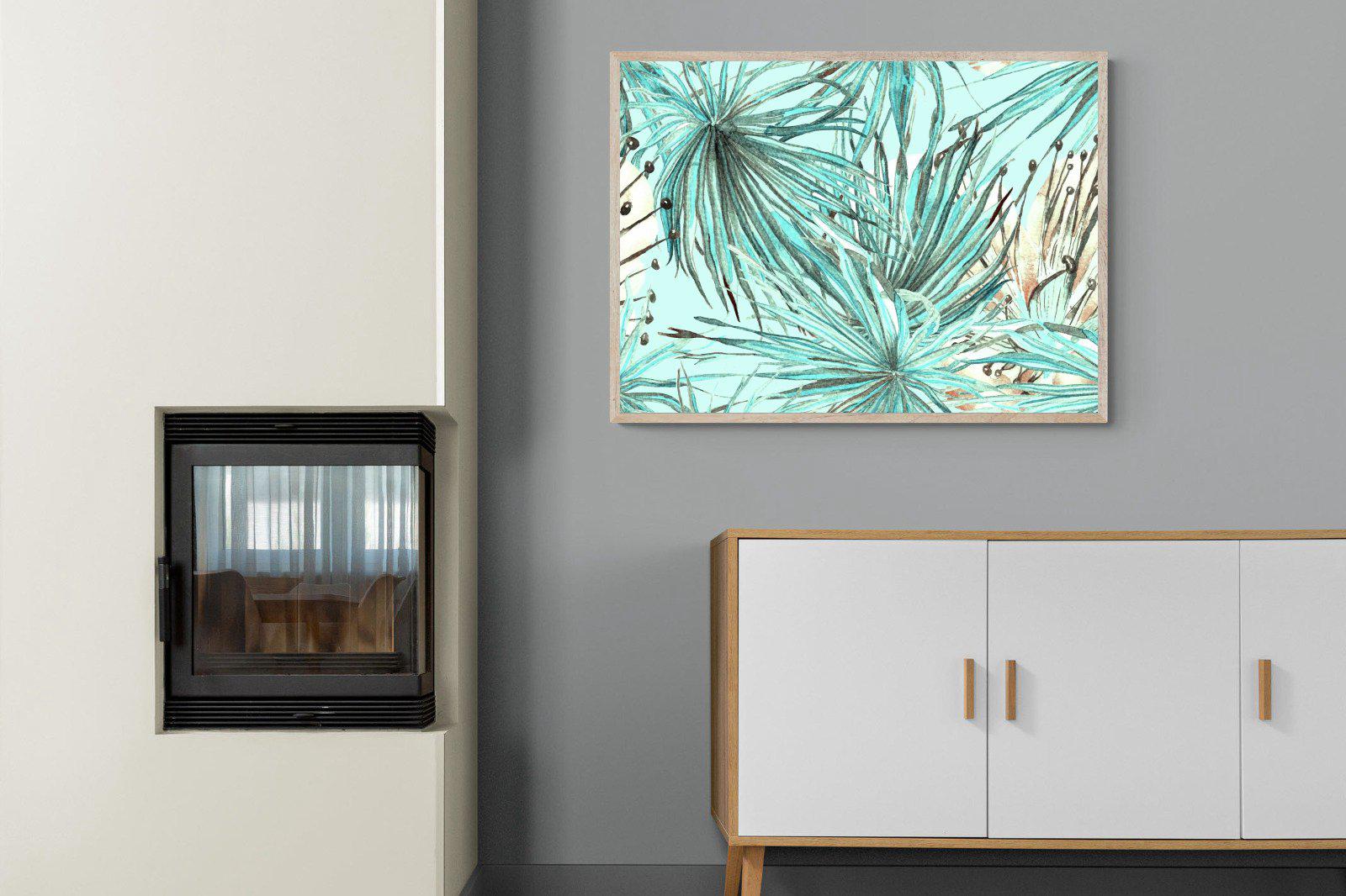 Turquoise Watercolour-Wall_Art-100 x 75cm-Mounted Canvas-Wood-Pixalot