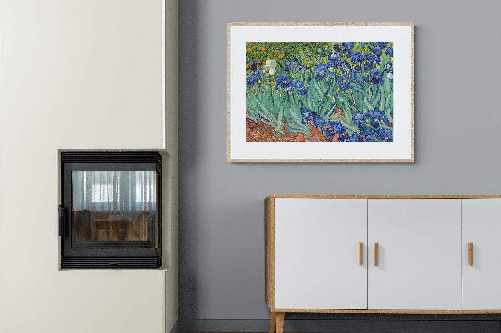 Van Gogh Irises-Wall_Art-100 x 75cm-Framed Print-Wood-Pixalot
